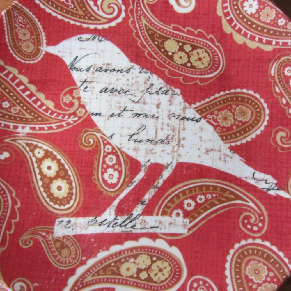3 for $24 - pier 1 paisley bird red appetizer plate (W6359)